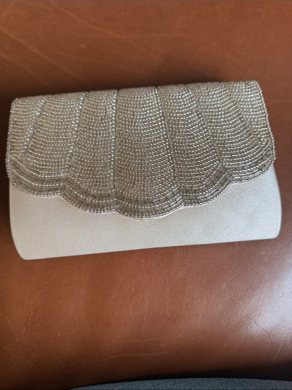 Vintage Aimer Elegant Beaded Ivory Evening Clutch
